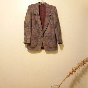 Vintage Floral Tapestry Blazer Boho Folk Romantic Artsy Wearable Art academia